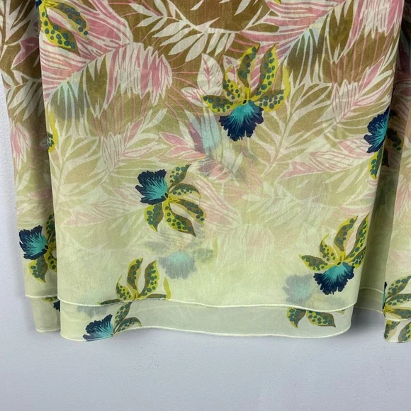 CAbi Tropical Orchid Print Parlor Sleeveless Double Layered Chiffon XL Blouse - Picture 8 of 13